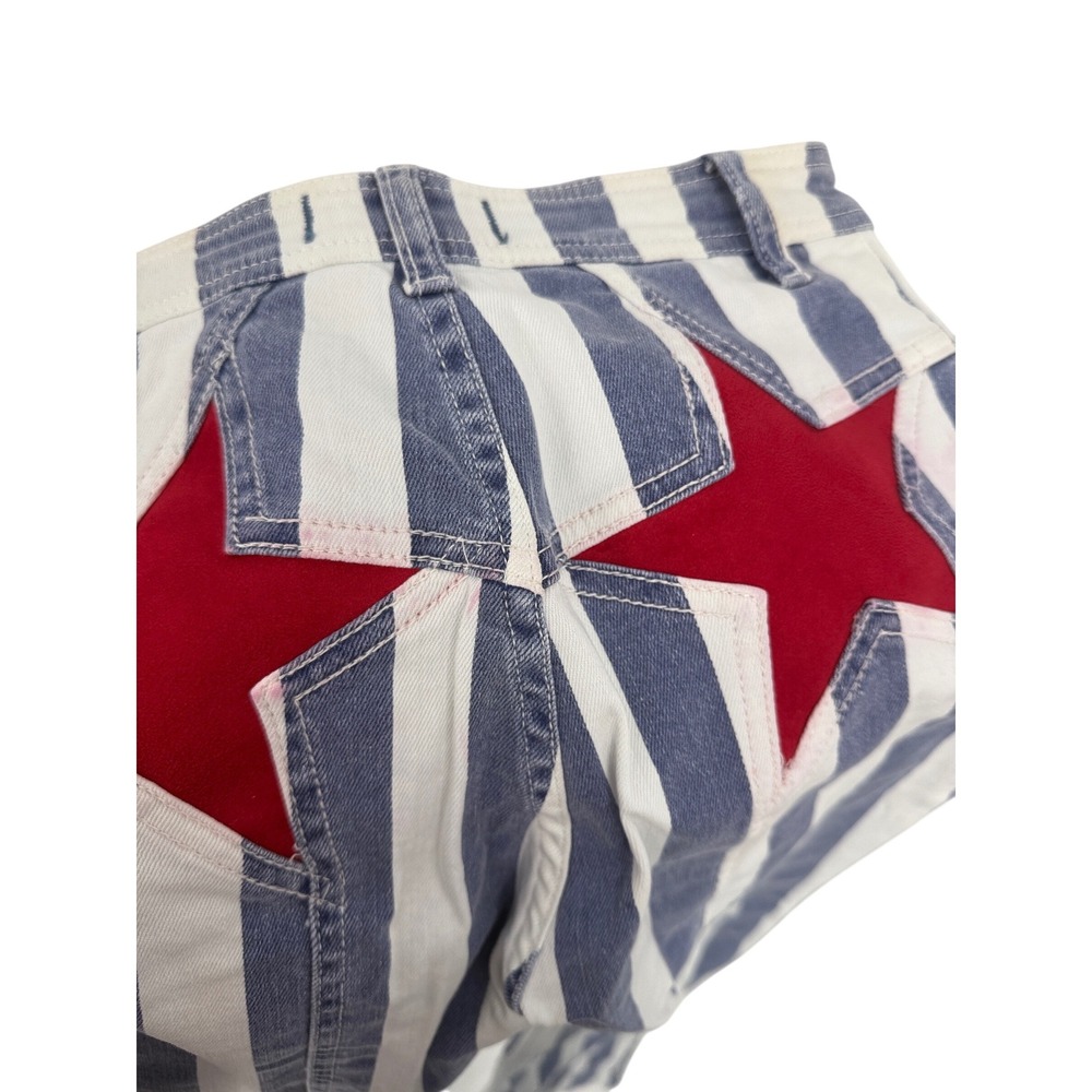Free People We The Free Firecracker Flare Jeans Stripe Red Star Blue White 25 - Picture 10 of 11
